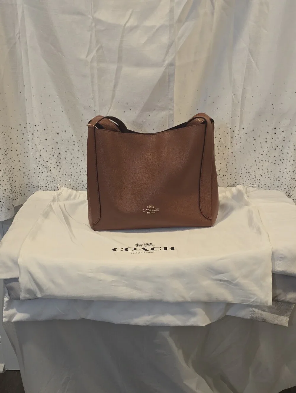 Coach Hadley Hobo Brown Pebbled Leather Shoulder Bag